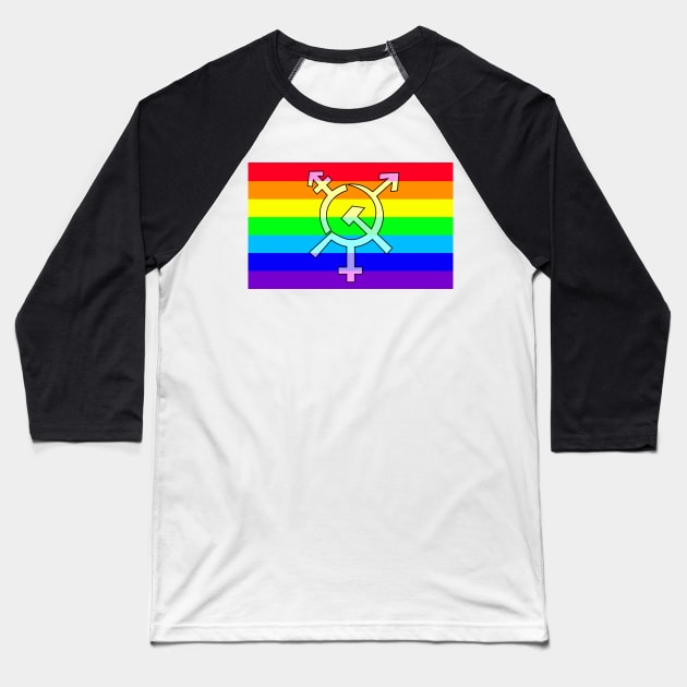 LGBTQ Commie Pride Baseball T-Shirt by WallHaxx